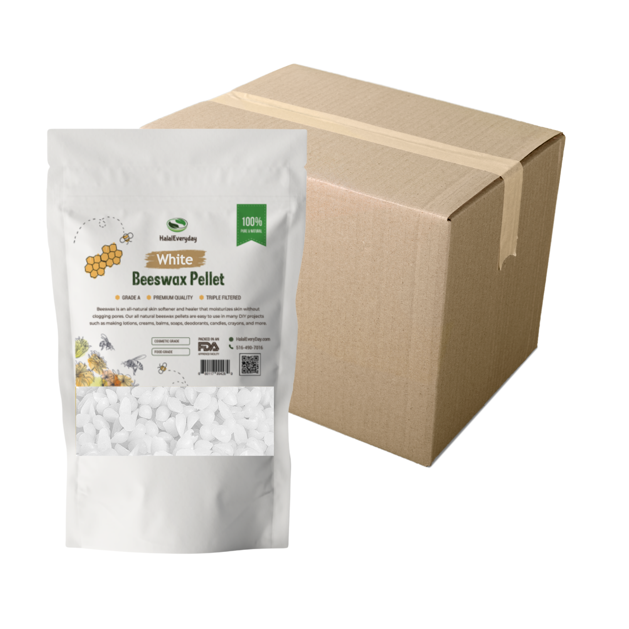 White Beeswax Pellets 38 lb. Case (Wholesale) – HalalEveryday