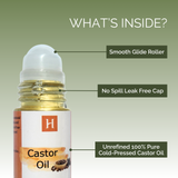Castor Oil Cold-Pressed Unrefined Pure Massaging Body Oil Roll-on