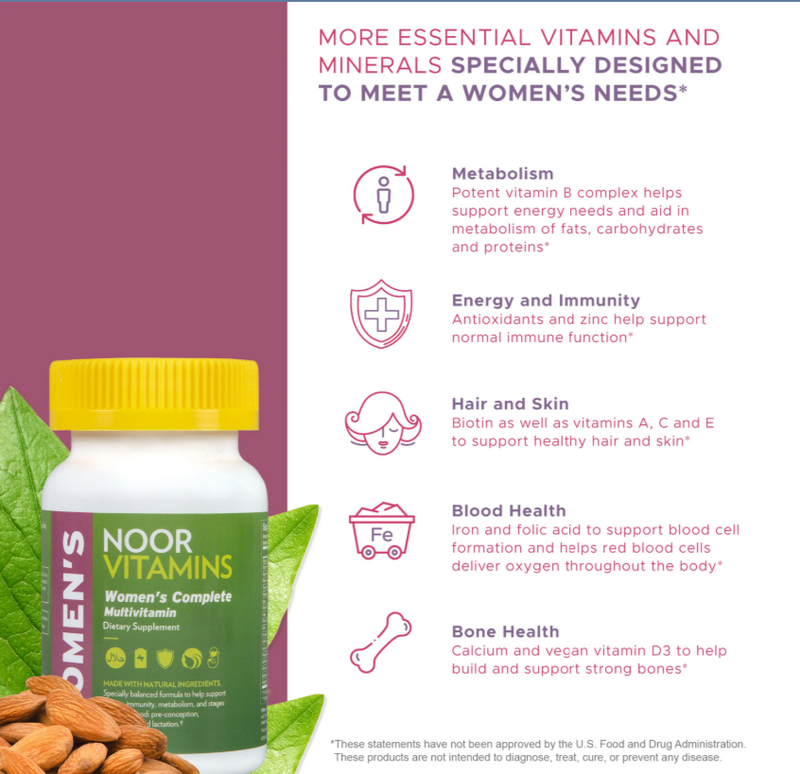 NoorVitamins Vegan Women's Multivitamin Halal