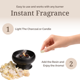 Incense Resin Exploration Set | Three 2 oz. Resin Samples + 33mm Charcoal Tablets | White Copal + Frankincense + Myrrh | Incense Room Fragrance Aroma | Gift