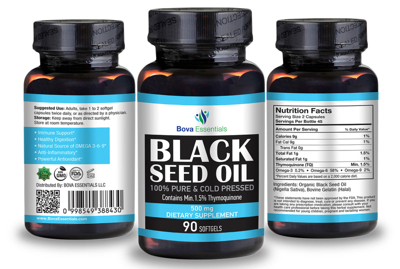 Black Seed Oil SoftGel Capsules 500mg - 90 Count