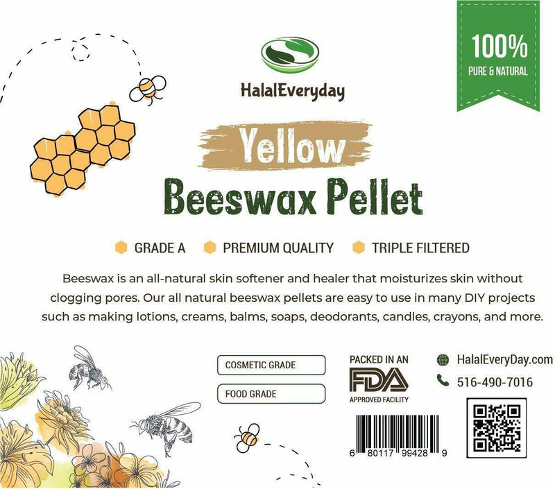 Yellow Beeswax Pellets 8 oz 100% Pure And Natural Triple Filtered For Skin,  Face, Body and Hair Care DIY Creams, Lotions, Lip Balm and Soap Making